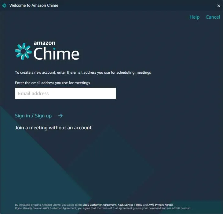 sign amazon chime